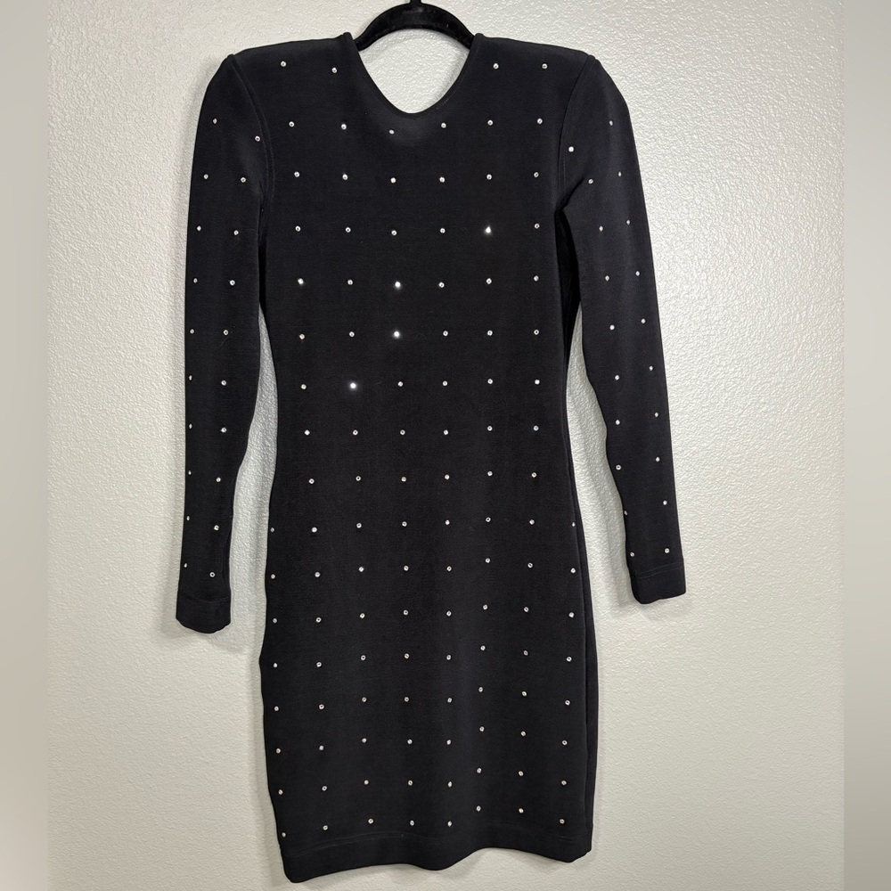 Talbots Black Long Sleeve Studded Dress